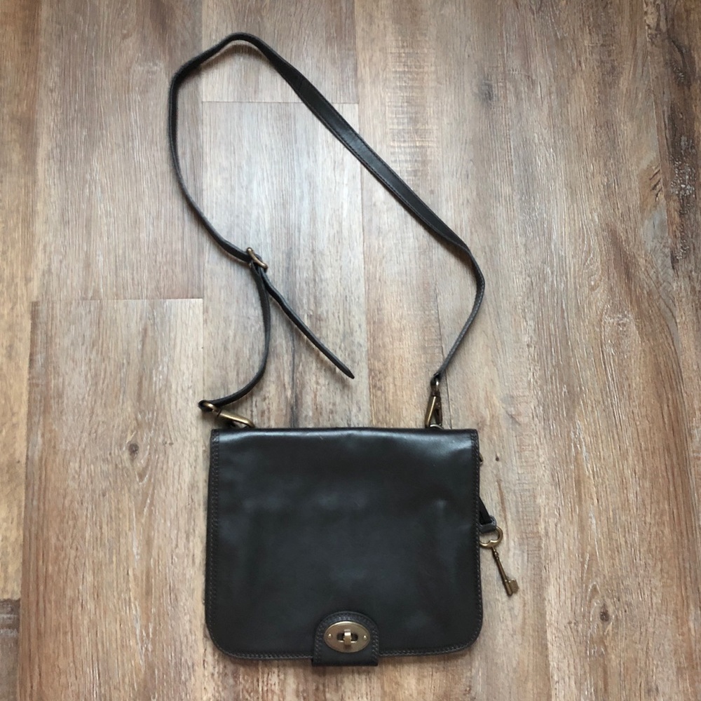 Fossil Black Leather Crossbody